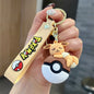 Cute Pokemon Pokeball Keychain Pikachu Eevee Charmander Bulbasaur Psyduck Squirtle 3D PVC Figure Key Ring Bag Pendant Anime Gift