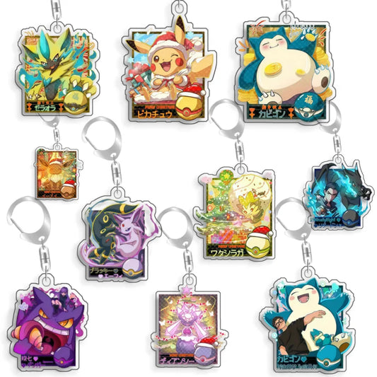 For Pokemon Elf Qikchu Snorlax Zeraora Eevee Charizard Gengar Acrylic Selfmade Cute Cartoon Anime Keychain Pendant Toy Gift 5cm
