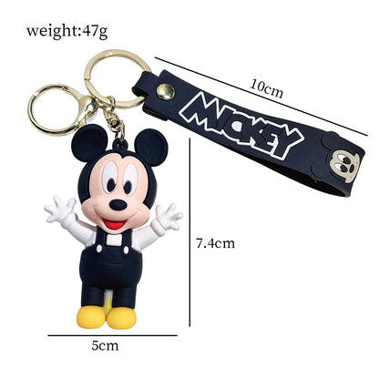 Disney PVC Figure Mickey and Minnie Mouse Keychains Creative Gift Car Metal Key Chain Accessories Gift for Friend