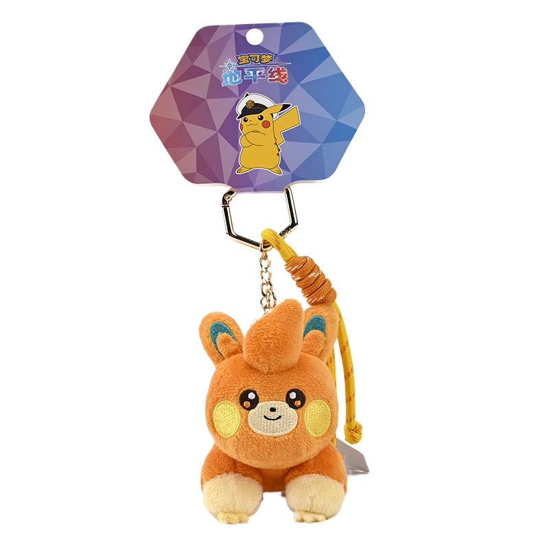 Anime Pokemon Kawaii Pikachu Keychain Eevee Mew Bulbasaur Charmander Snorlax Psyduck Stuffed Toy Cute Plush Keyring Doll Pendant