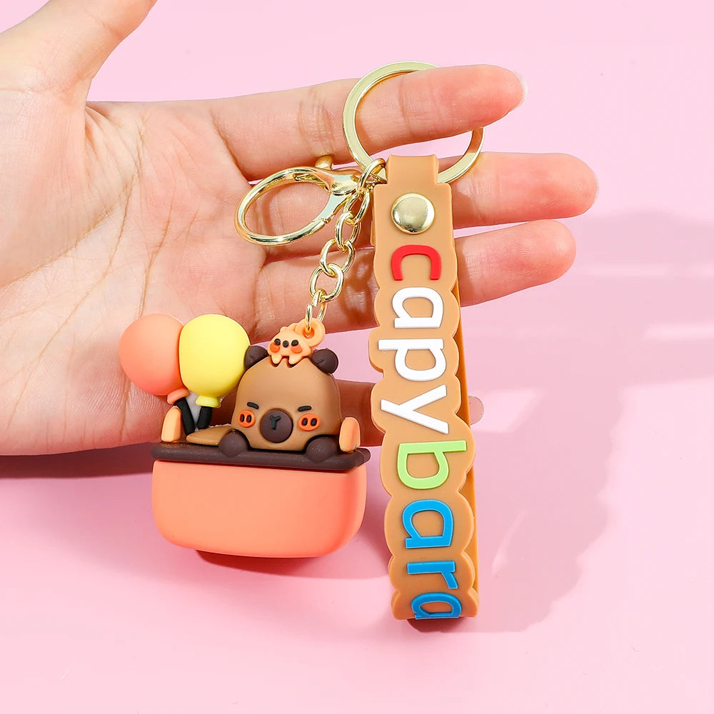 Cute Capybara Keychain Creative Cartoon Animal Pendant For Women Doll Keyring Ornament Car Key Accessories Holiday Gift Jewelry