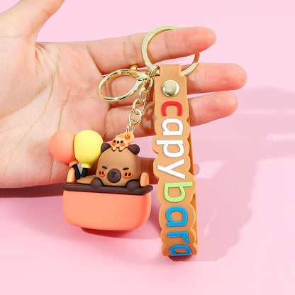 Cute Capybara Keychain Creative Cartoon Animal Pendant For Women Doll Keyring Ornament Car Key Accessories Holiday Gift Jewelry
