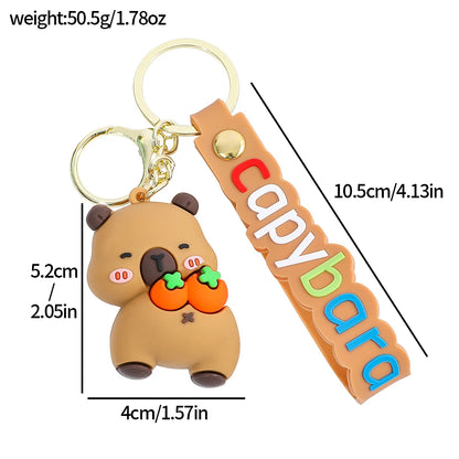 Cute Capybara Keychain Creative Cartoon Animal Pendant For Women Doll Keyring Ornament Car Key Accessories Holiday Gift Jewelry