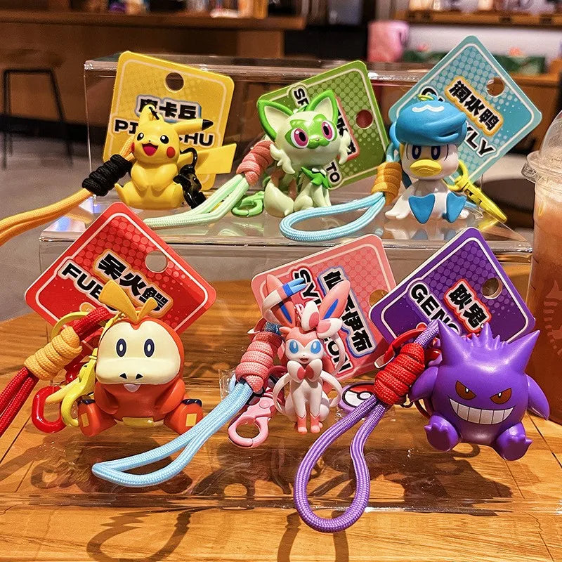 Poké Mon Aromatherapy Keychain Pikachu GENGAR SPRIGATITO SYLVEON FUECOCO QUAXLY Doll Handmade Pendant Children's Toy Gift