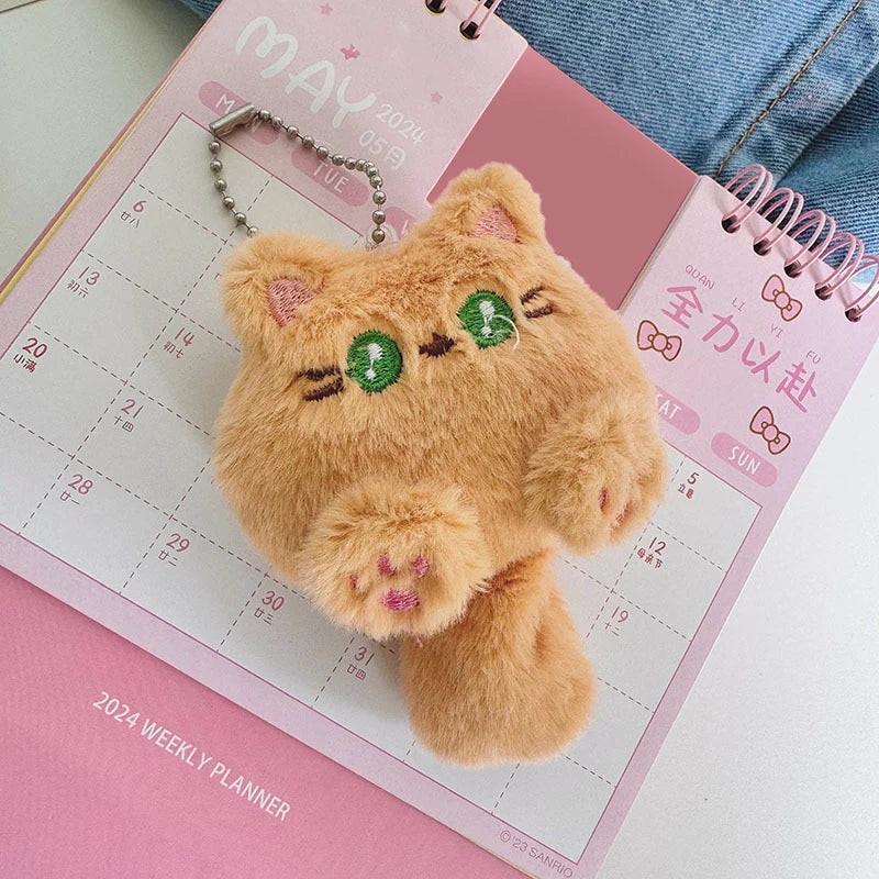 Fluffy Plush Cat Doll Keychain Cute Backpack Bag Pendant Gift For Children Girlfriend