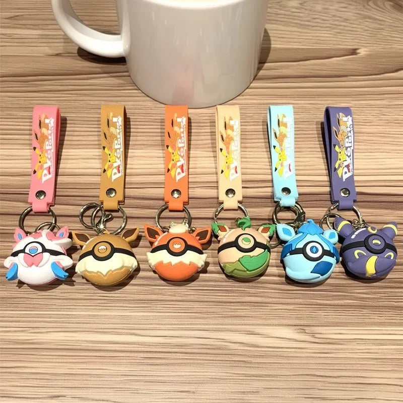 Pokemon Anime Eevee Family Keychain Kawaii Umbreon Shoulder Bag Schoolbag Pendant Cute Sylveon Car Keychain Accessories Gift