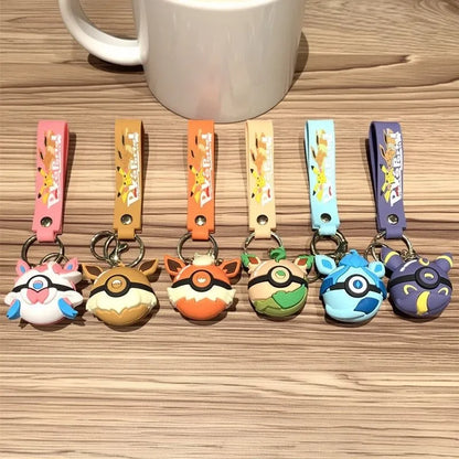 Pokemon Anime Eevee Family Keychain Kawaii Umbreon Shoulder Bag Schoolbag Pendant Cute Sylveon Car Keychain Accessories Gift