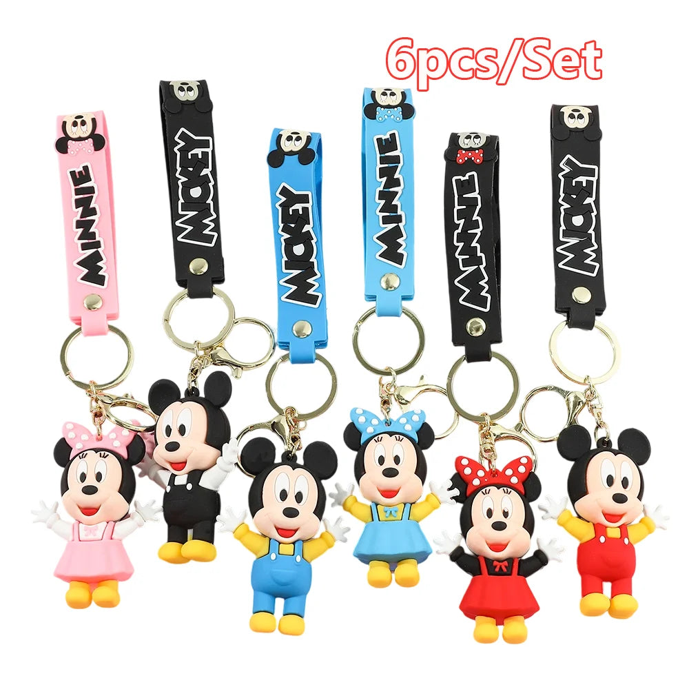 Disney PVC Figure Mickey and Minnie Mouse Keychains Creative Gift Car Metal Key Chain Accessories Gift for Friend