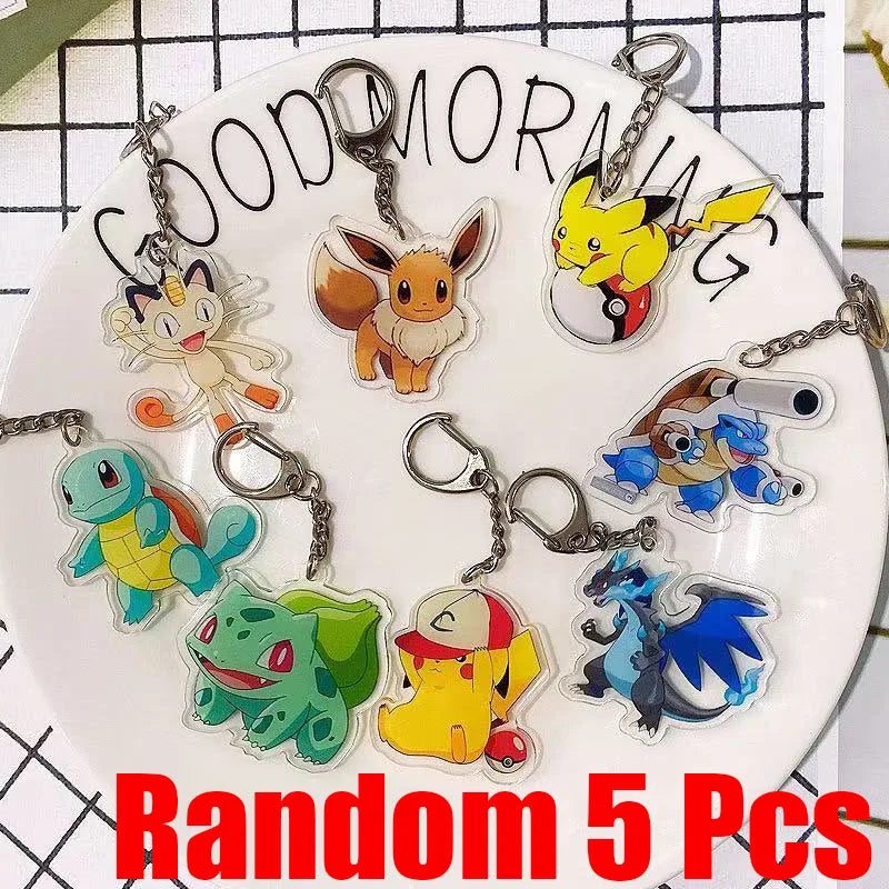 Pokemon Characters Pikachu Bulbasaur Acrylic Keychain Bag Charms Accessories Backpack Pendant Key Holder Friend Gifts