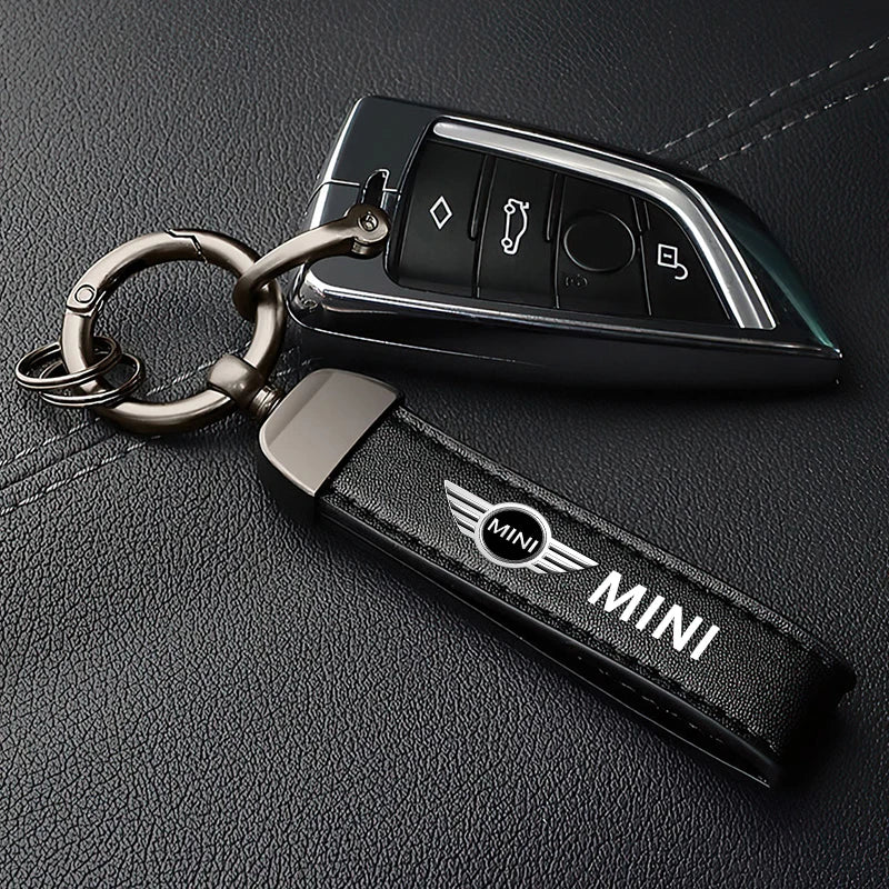 1PC Simple PU Leather Keychain Women Men Car Key Ring Chain For MINI Cooper R56 F56 R50 JCW Cabrio Aceman Countryman Coupe WORKS
