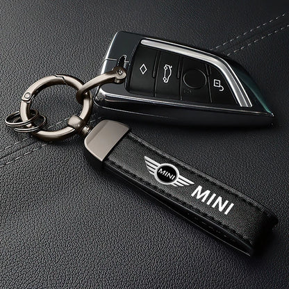 1PC Simple PU Leather Keychain Women Men Car Key Ring Chain For MINI Cooper R56 F56 R50 JCW Cabrio Aceman Countryman Coupe WORKS