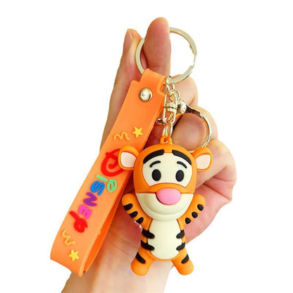 Winnie The Pooh Keychain Cute Bag Decoration Cartoon Couple Silicone Doll Piglet Tigger Eeyore Car Keyring Festival Gifts