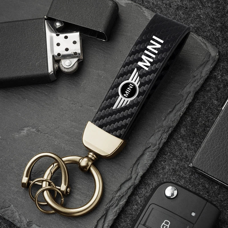 1PC Simple PU Leather Keychain Women Men Car Key Ring Chain For MINI Cooper R56 F56 R50 JCW Cabrio Aceman Countryman Coupe WORKS