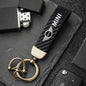 1PC Simple PU Leather Keychain Women Men Car Key Ring Chain For MINI Cooper R56 F56 R50 JCW Cabrio Aceman Countryman Coupe WORKS