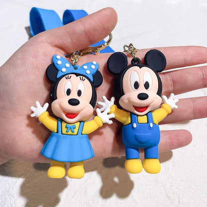 Disney PVC Figure Mickey and Minnie Mouse Keychains Creative Gift Car Metal Key Chain Accessories Gift for Friend