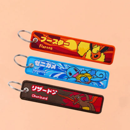 Pokémon Anime Elf Monsters Keychain for Cars Backpack Key Holders Embroidery Keyrings Key Tag Jet Tag Accessories Gifts