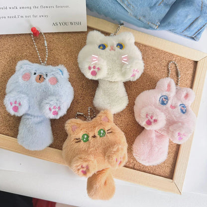 Fluffy Plush Cat Doll Keychain Cute Backpack Bag Pendant Gift For Children Girlfriend
