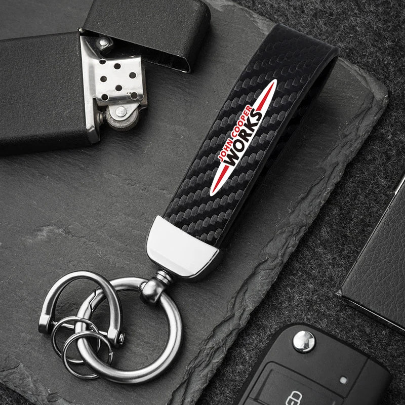 1PC Simple PU Leather Keychain Women Men Car Key Ring Chain For MINI Cooper R56 F56 R50 JCW Cabrio Aceman Countryman Coupe WORKS
