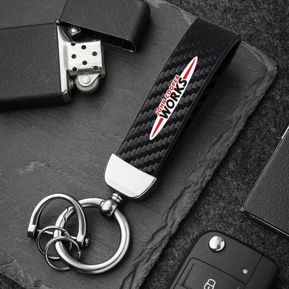1PC Simple PU Leather Keychain Women Men Car Key Ring Chain For MINI Cooper R56 F56 R50 JCW Cabrio Aceman Countryman Coupe WORKS