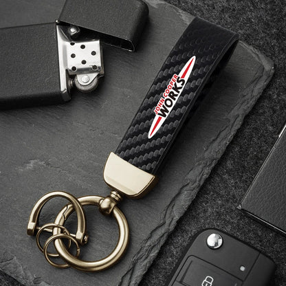 1PC Simple PU Leather Keychain Women Men Car Key Ring Chain For MINI Cooper R56 F56 R50 JCW Cabrio Aceman Countryman Coupe WORKS