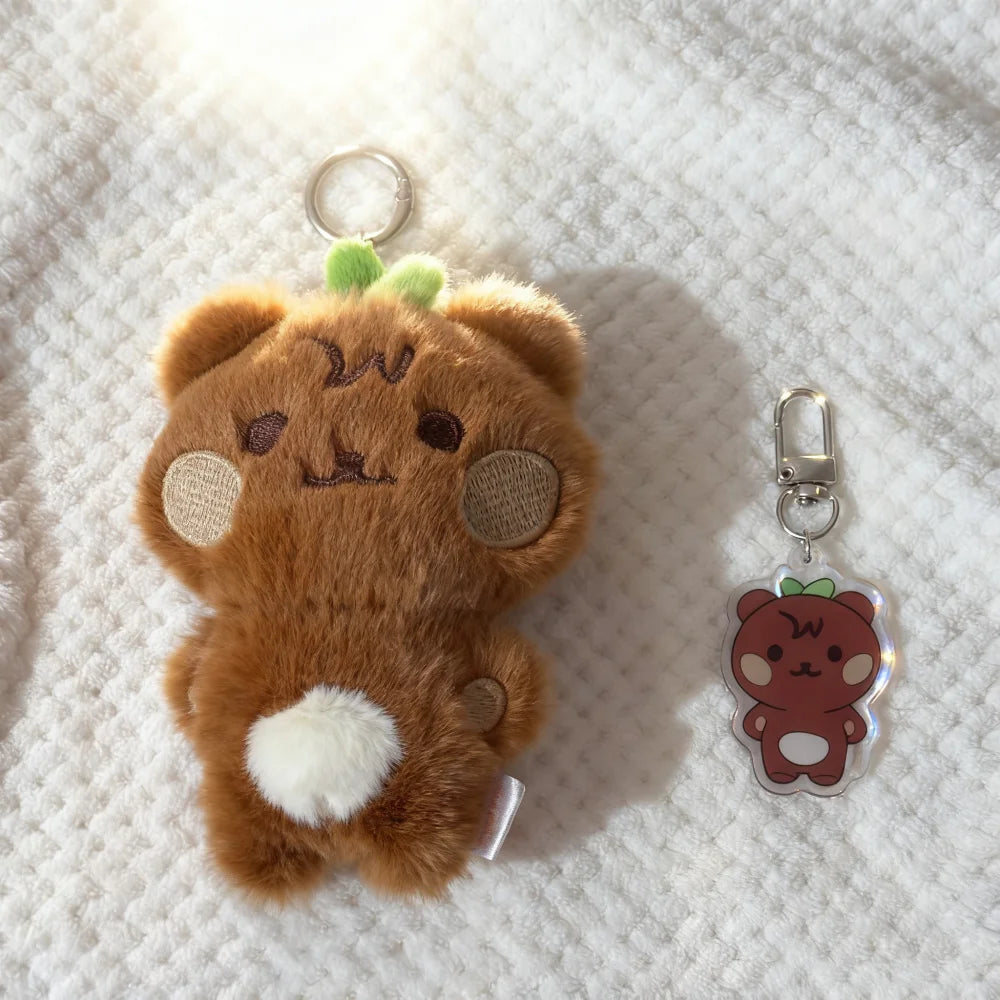 2pcs Kpop Ateez Aniteez Cartoon Character Plush Pendant with Acrylic Keychain Keyring San Bag Accessories Fans Gift Collection