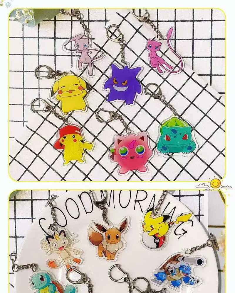 Pokemon Characters Pikachu Bulbasaur Acrylic Keychain Bag Charms Accessories Backpack Pendant Key Holder Friend Gifts