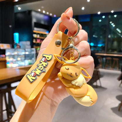 Pokémon Keychain Set, Adorable Pikachu Eevee Charmander figure Keychain, Anime Collectible Key Ring for Bag Backpack Gift