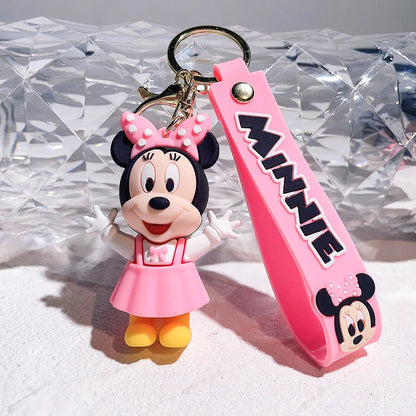 Mickey Minnie PVC Keychain Doll Action Figural Couple Car Key Chain Pendant Hanging Ornaments Wedding Gifts