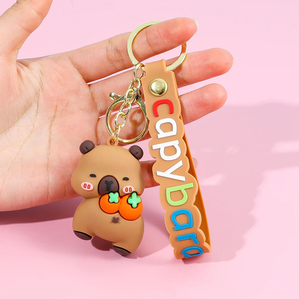 Cute Capybara Keychain Creative Cartoon Animal Pendant For Women Doll Keyring Ornament Car Key Accessories Holiday Gift Jewelry