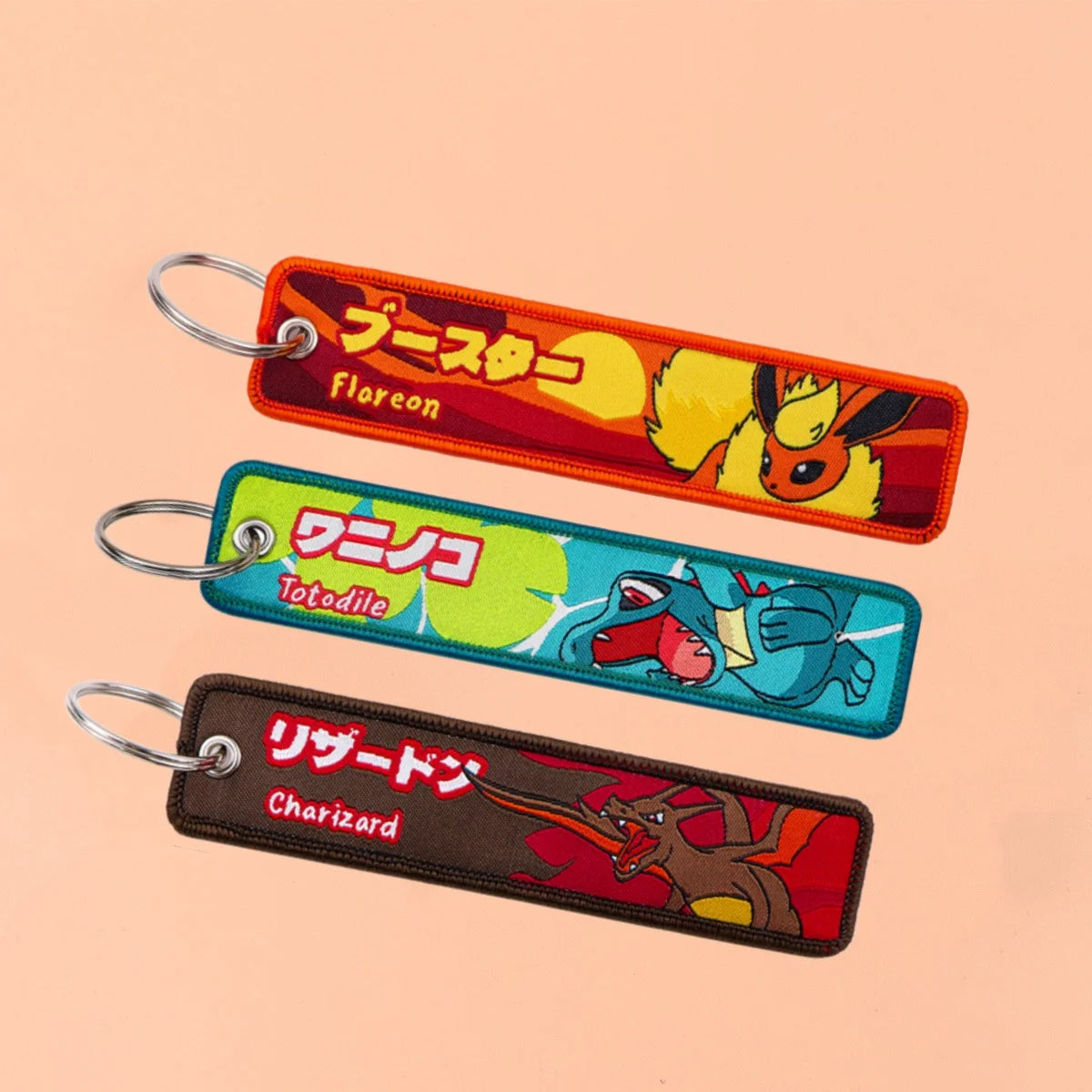 Pokémon Anime Elf Monsters Keychain for Cars Backpack Key Holders Embroidery Keyrings Key Tag Jet Tag Accessories Gifts