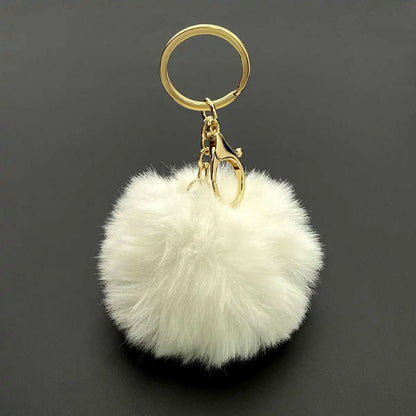 Fluffy Ball Pendant Keychain Artificial Fur Pompom Cute Candy Colors Keyring Charms Jewelry Key Chain Ring for Women Bag Gift